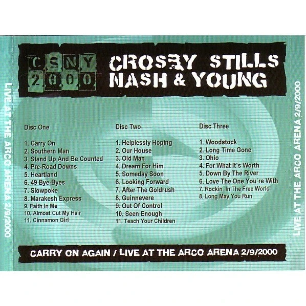 3xCD Crosby, Stills, Nash & Young “Carry On Again/Live at the Arco Arena 2/9/2000" – photo 2